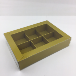 Коробка для конфет с пластиковой крышкой 155*115*30 мм (6) (золото матовая)