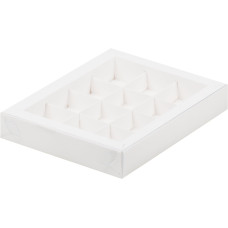 Коробка для конфет с пластиковой крышкой 19*15*3 см (12) (белая)