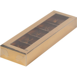 Коробка для конфет с пластиковой крышкой 23,5*7*3 см (5) (золото)