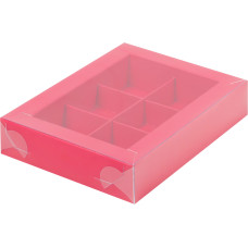 Коробка для конфет с пластиковой крышкой 15,5*11,5*3 см (6) (красная матовая)