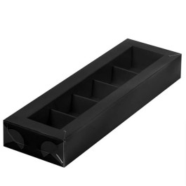 Коробка для конфет с пластиковой крышкой 235*70*30 мм (5) (чёрная матовая)