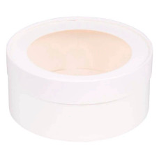 Коробка под зефир, печенье и макаруны круглая с окном диам. 20 см выс. 7 см (белая)