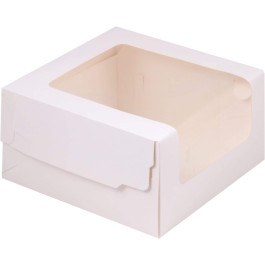 Коробка для торта с увеличенным окошком 18*18*10 см (белая)