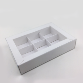 Коробка для конфет с пластиковой крышкой 15,5*11,5*3 см (6) (белая)