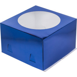 Короб для торта с окном 26*26*18 см (Синяя)