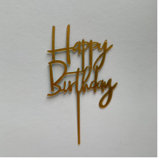 Топпер "С днём рождения" №10 золото/черный