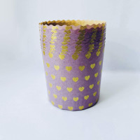 Форма бумажная для кулича "Фиолетовые сердечки" 90х90 мм