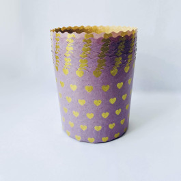 Форма бумажная для кулича "Фиолетовые сердечки" 90х90 мм