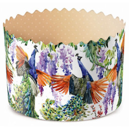 Форма бумажная для кулича "ПАВЛИНЫ" 90х90 мм