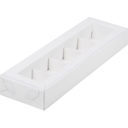 Коробка для конфет с пластиковой крышкой 23,5*7*3 см (5) (белая)