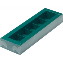 Коробка для конфет с пластиковой крышкой 23,5*7*3 см (5) (зеленая матовая)