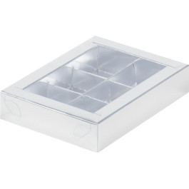 Коробка для конфет с пластиковой крышкой 15,5*11,5*3 см (6) (серебро)