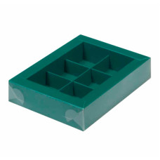 Коробка для конфет с пластиковой крышкой 15,5*11,5*3 см (6) (зеленая матовая)