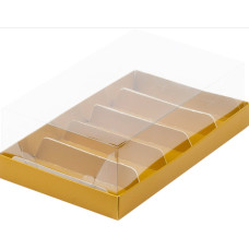 Коробка для эклеров и эскимо с ложементами (5 шт) 22*13,5*7 см (золото матовая)