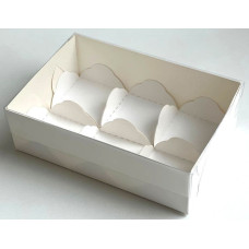 Коробка для моти с пластиковой крышкой и ложементами 17,5*12*5,5 см (6) (белая)