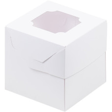 Коробка под капкейки с окошком 10*10*10 см (1) (белая)