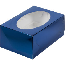Коробка под капкейки с окошком 23,5*16*10 см (6) (синяя)