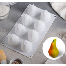 Форма для выпечки и муссовых десертов "Груша", 8 ячеек