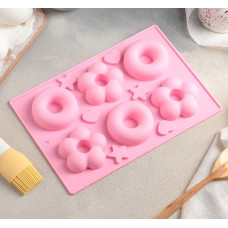 Форма для выпечки "Сладости. Пончик и ромашка", 6 ячейки