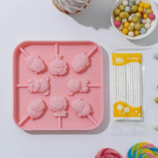 Форма для леденцов «Зоопарк», 8 ячеек