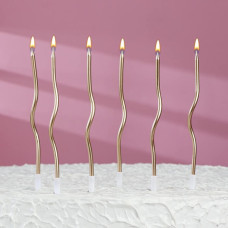 Свечи для торта коктейльные "Серпантин", бронзовые, 6 шт