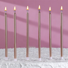 Свечи в торт "С днём рождения", бронзовый металлик, 6 шт
