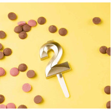 Свеча в торт "Цифра с гранью", 2 золотой