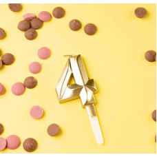 Свеча в торт "Цифра с гранью", 4 золотой