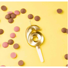 Свеча в торт "Цифра с гранью", 6 золотой