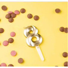 Свеча в торт "Цифра с гранью", 8 золотой